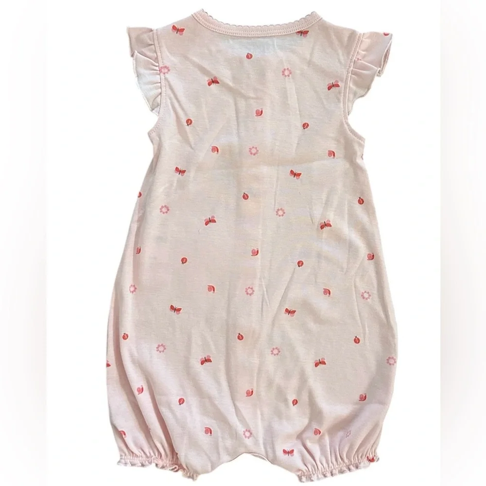 Carter’s Pink Butterfly Ruffle Sleeve Romper Girls Size 18 Months NWT
